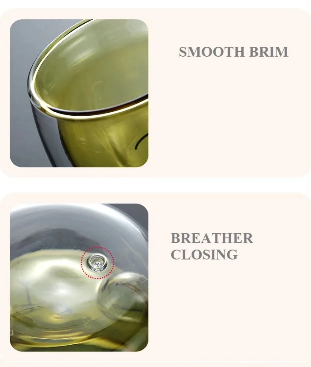 Cute Bear Double-layer Coffee Mug Double Glass Cup with Handle Insulated Espresso christmas Beer Cup High Borosilicate Glass Mug