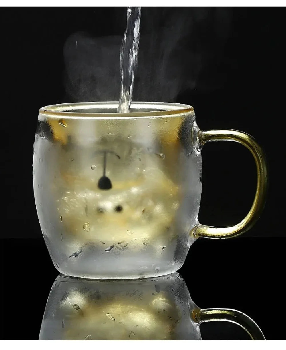 Cute Bear Double-layer Coffee Mug Double Glass Cup with Handle Insulated Espresso christmas Beer Cup High Borosilicate Glass Mug