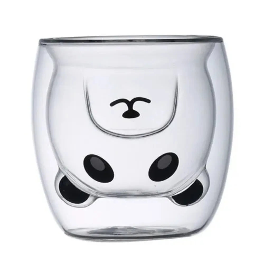 Cute Bear Double-layer Coffee Mug Double Glass Cup with Handle Insulated Espresso christmas Beer Cup High Borosilicate Glass Mug