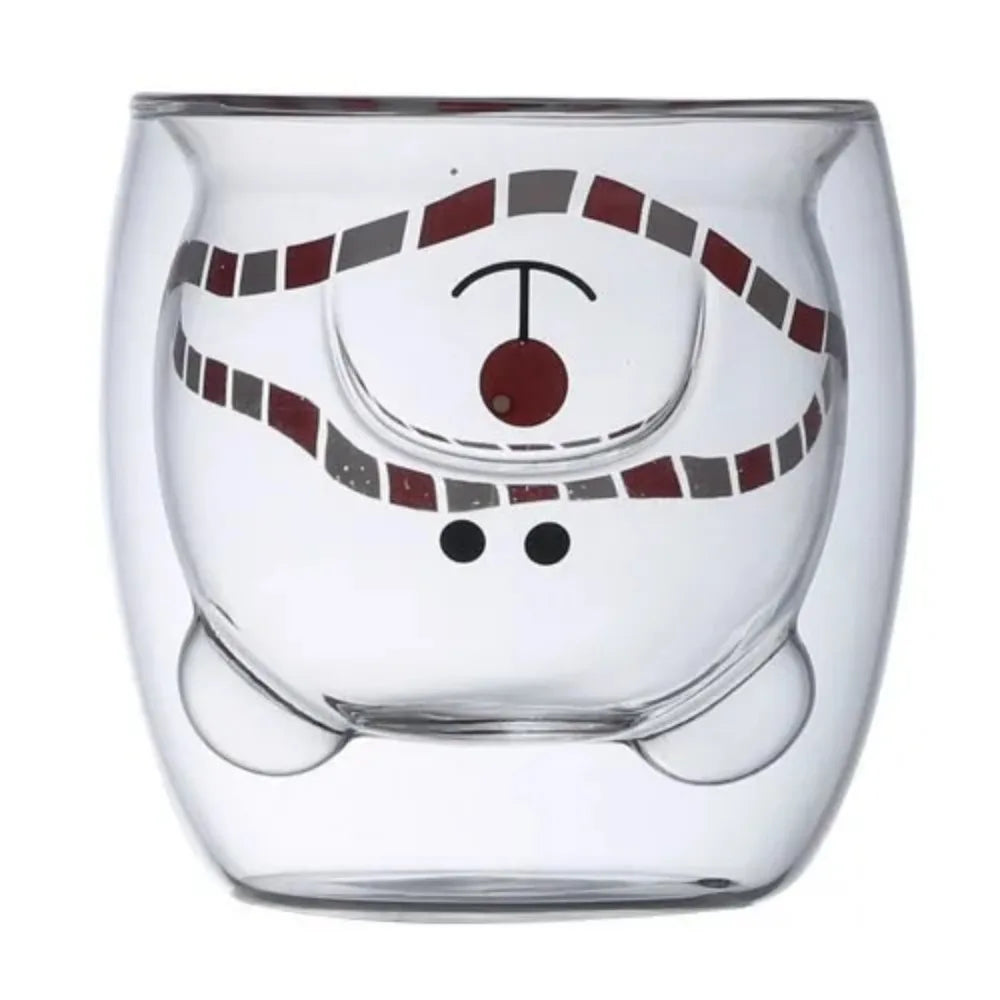Cute Bear Double-layer Coffee Mug Double Glass Cup with Handle Insulated Espresso christmas Beer Cup High Borosilicate Glass Mug