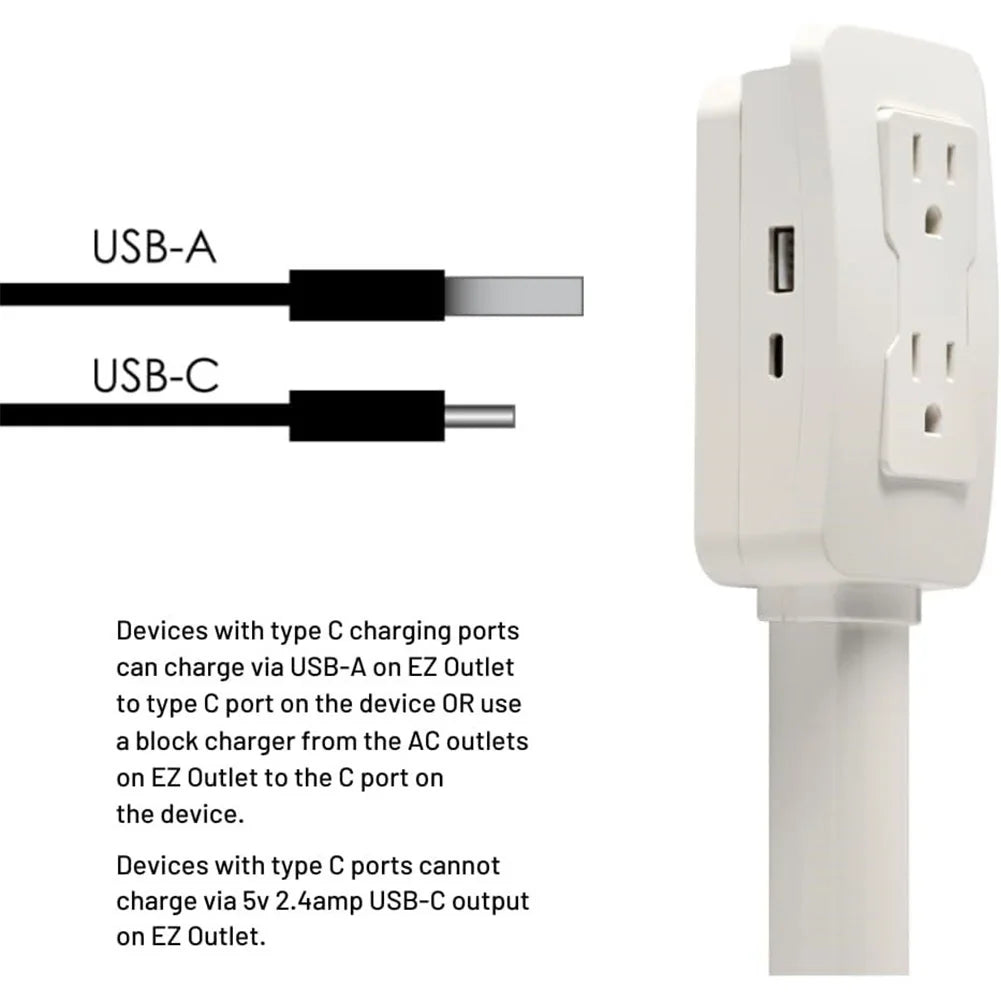 Power Socket Expander 2 Sockets 180° Rotation Stretchable Electrical Outlet Extender Power Socket Sofa Bedside Table Expander