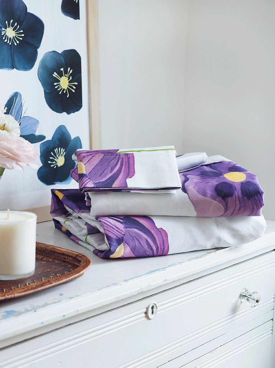 Sheet Set: Purple Poppies on Snow